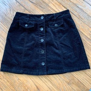 Black velvet corduroy skirt